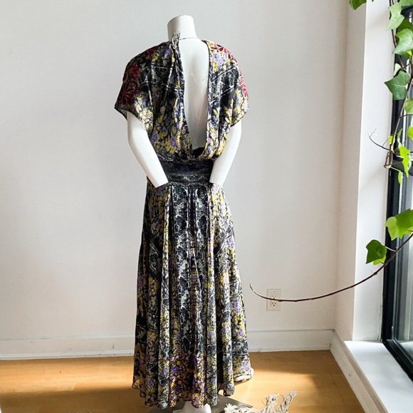 Free People Sheer Floral Embroidered Plunging Neck Back Maxi Dress 2 - Picture 6 of 9